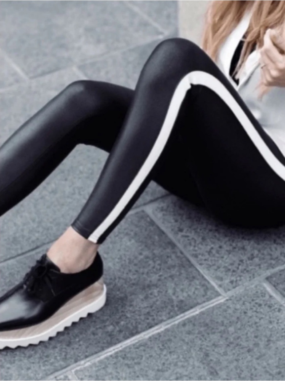 Spanx Faux Leather Tuxedo Side Stripe Leggings